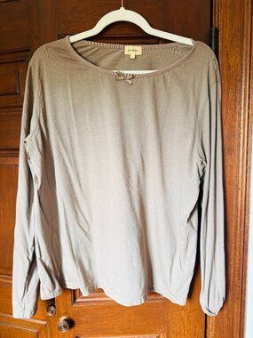 Donni Jersey Bow Long sleeve top in Mushroom